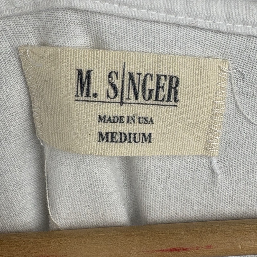 M. Singer Henley Shirt Men’s Medium White Long Sleeve Made In USA Thin Casual - Picture 8 of 9